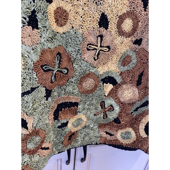 Silk Cocktail Jacket Life & Style Broquet Sequin Beaded Black Gold Olive India - Picture 16 of 16